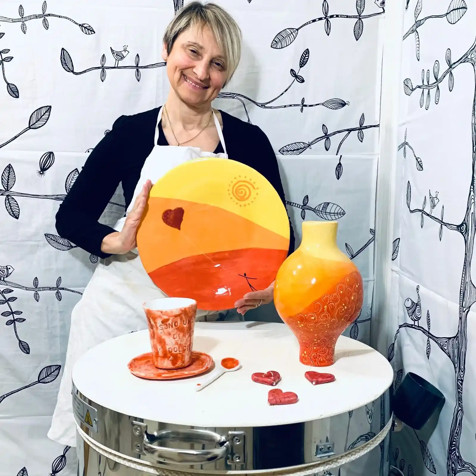 Sandra Mattiazzi nel suo atelier